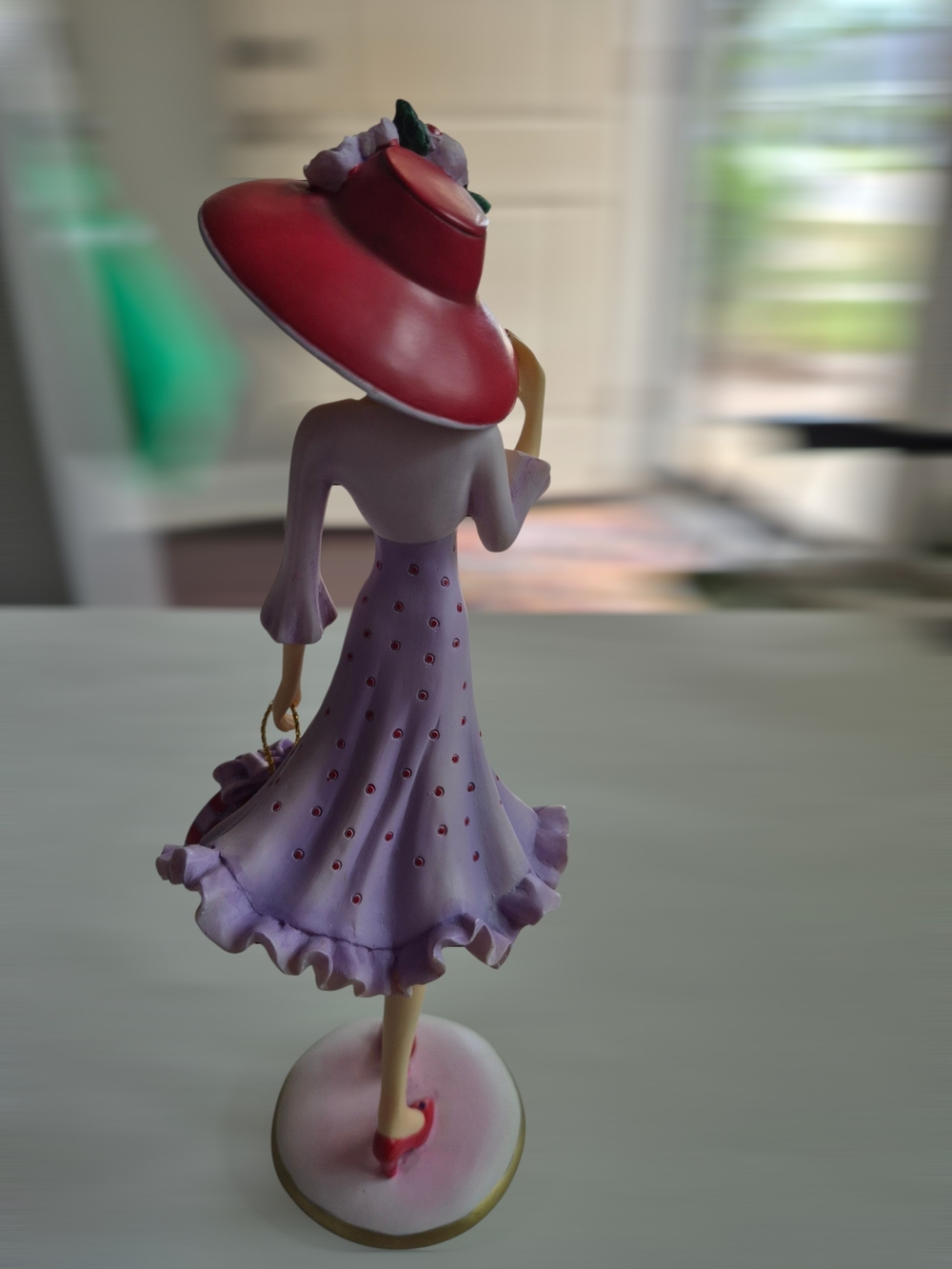 Hats Of The Week Collection. Wednesday Lady. Red Hat Purple Dress Figurine - Picture 3 of 6